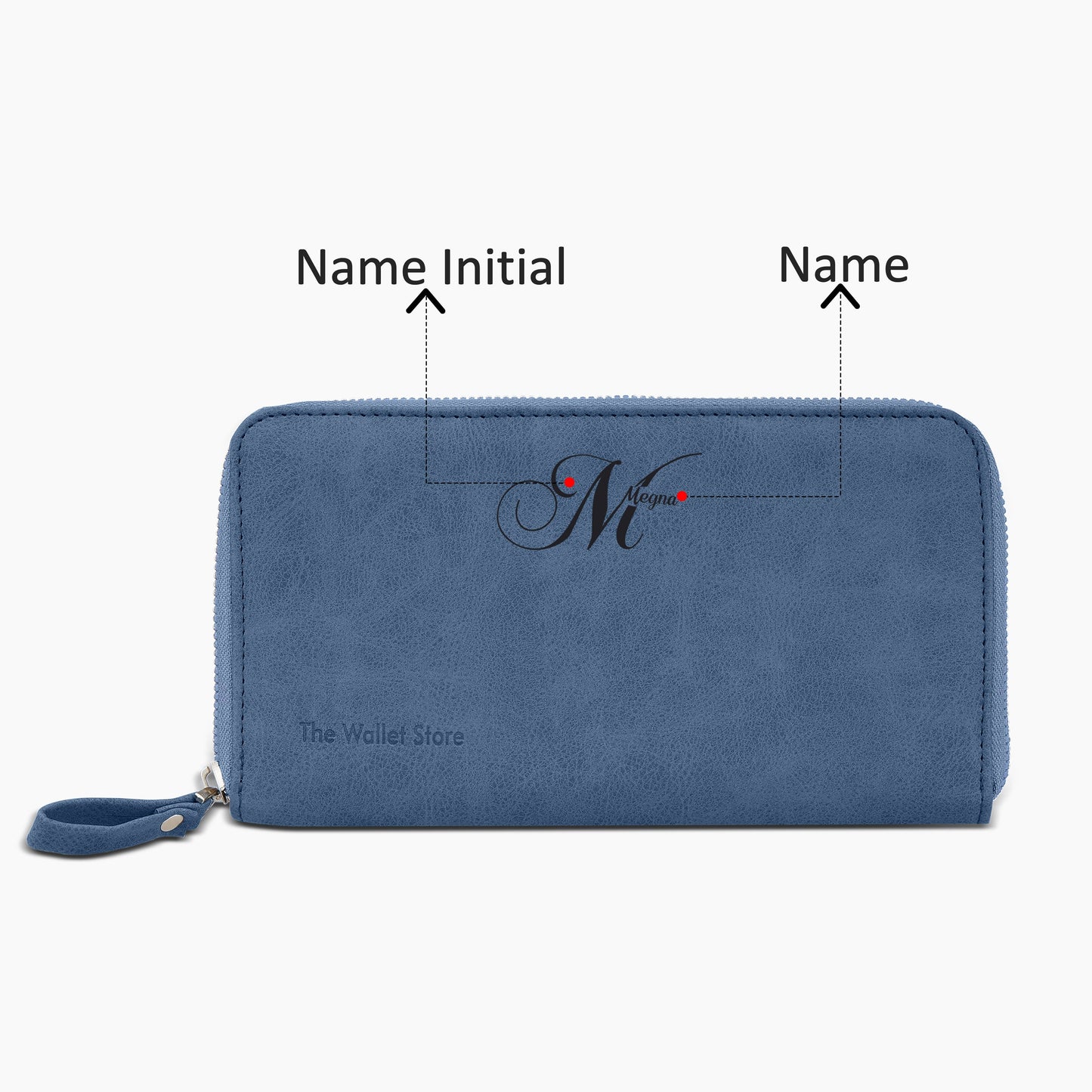 Personalized Suede Leather Zipper Clutch For Her