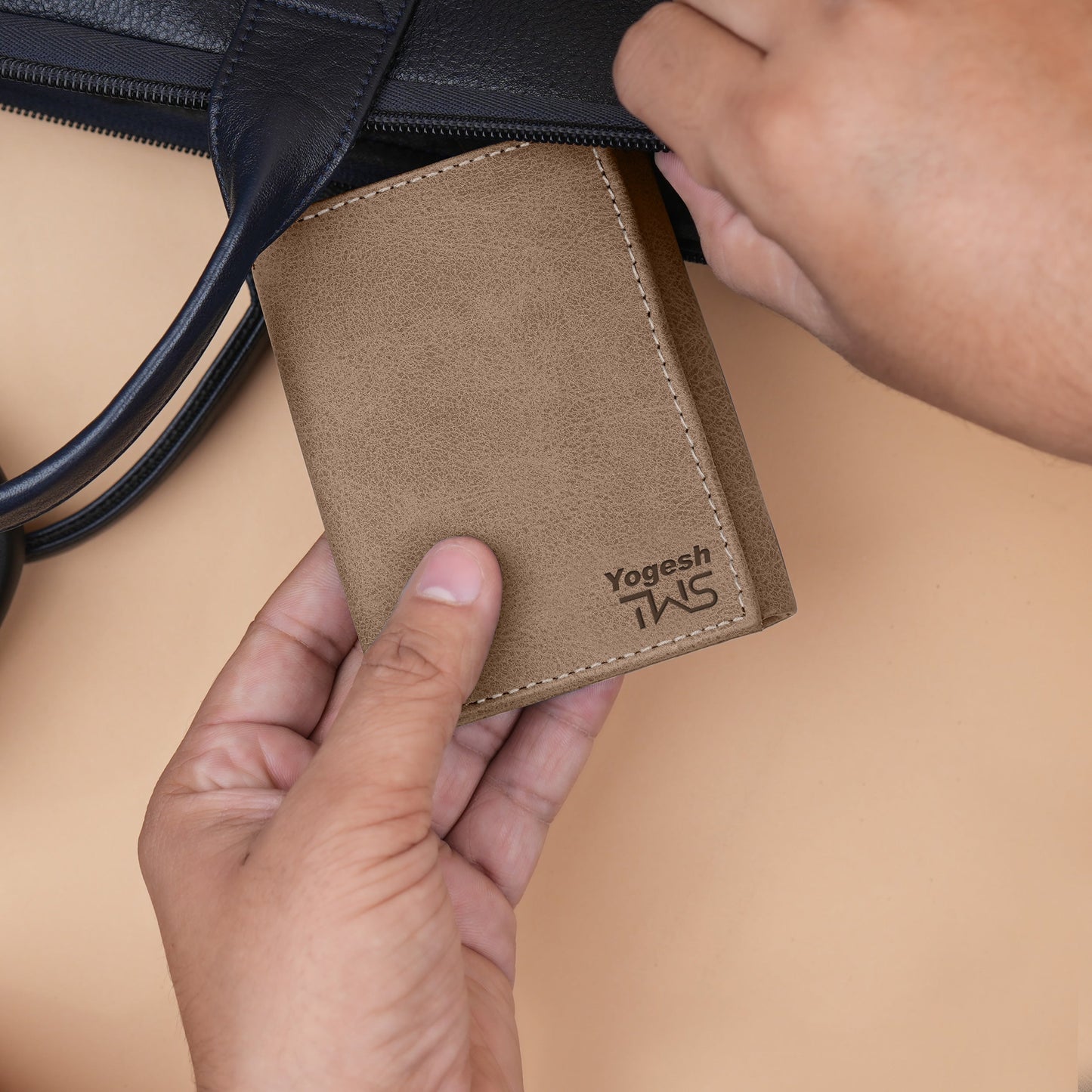 Executive Suede Leather Tri-Fold Wallet