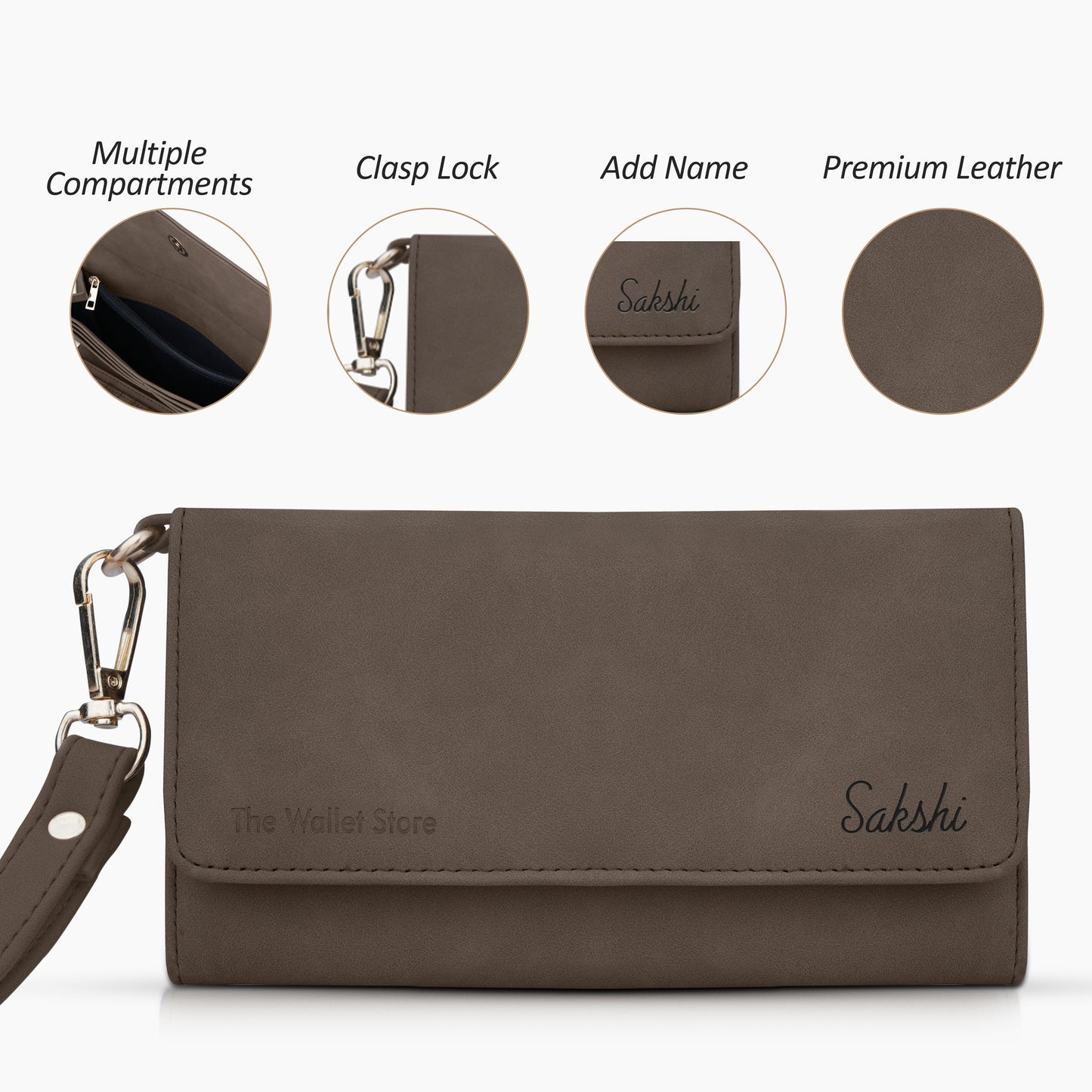 Personalized Suede Leather Clutch For Women