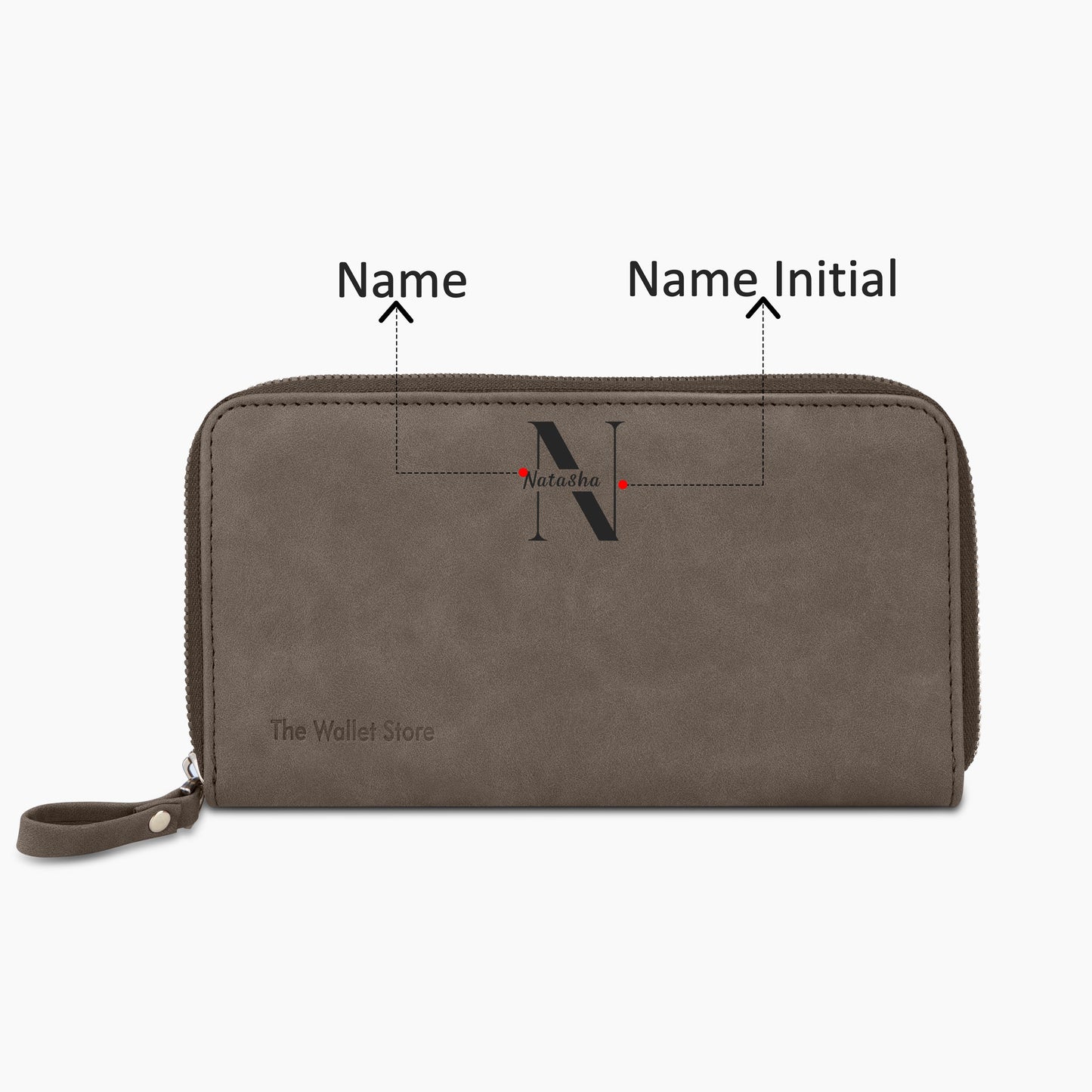 Personalized Suede Leather Zipper Clutch For Her