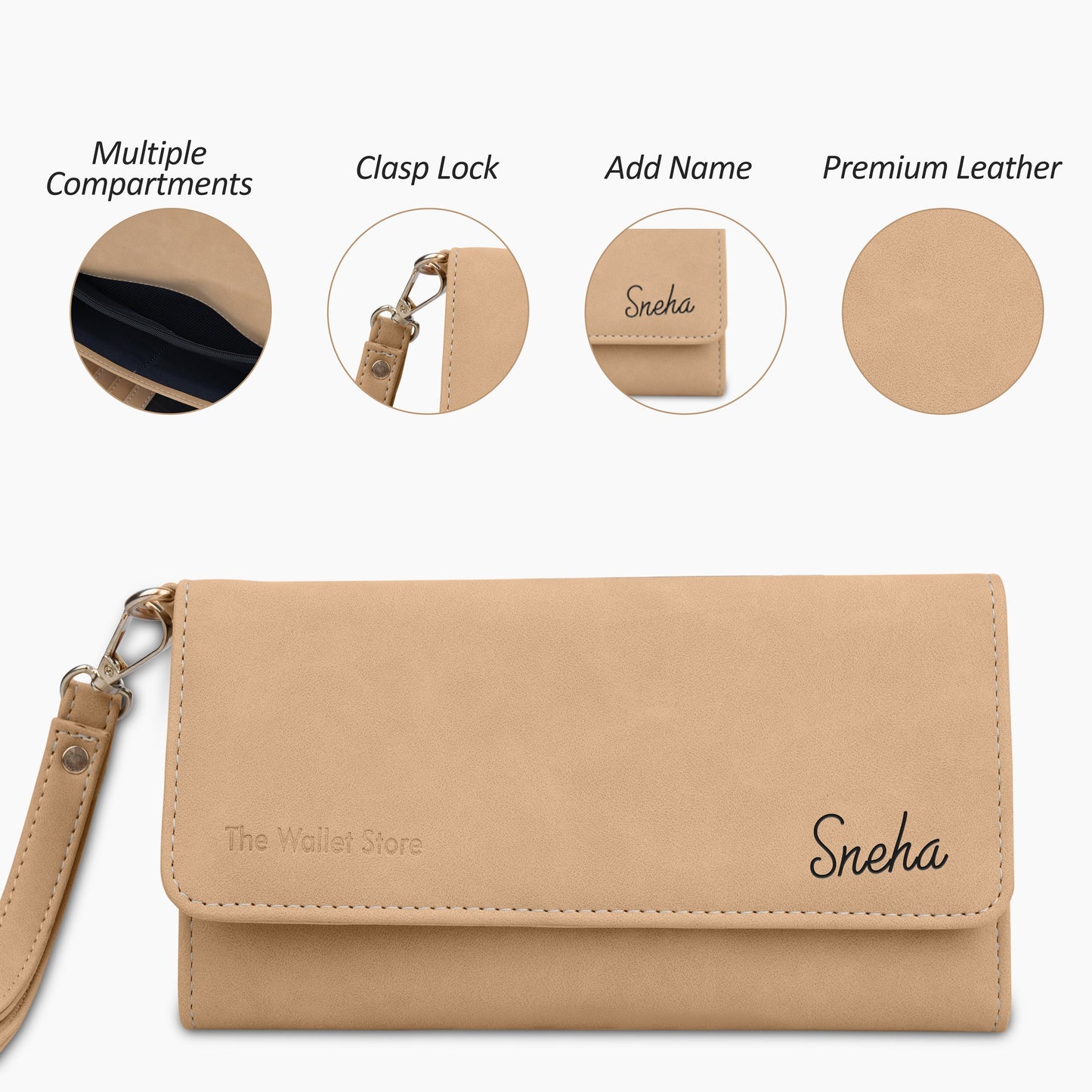 Personalized Suede Leather Clutch For Women
