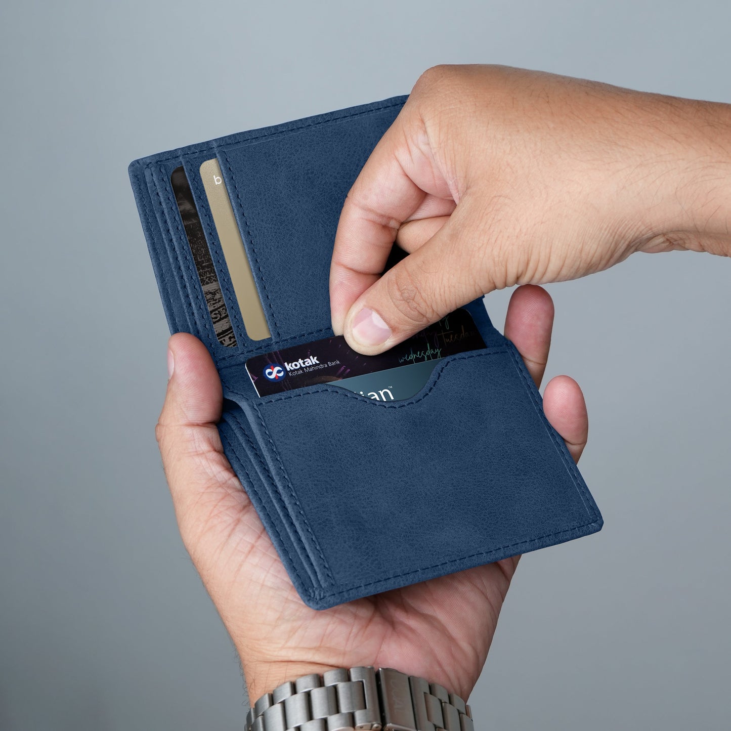 Classic Suede Leather Bi-Fold Cardholder