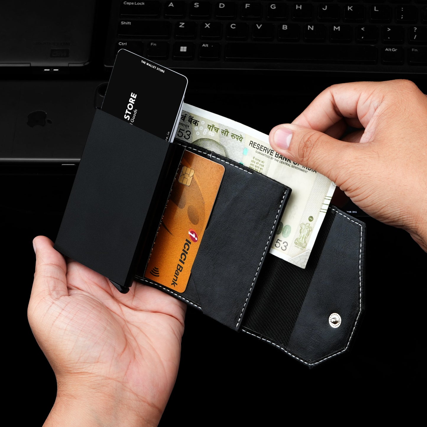 Vintage RFID Protected Wallet Card Holder - Black