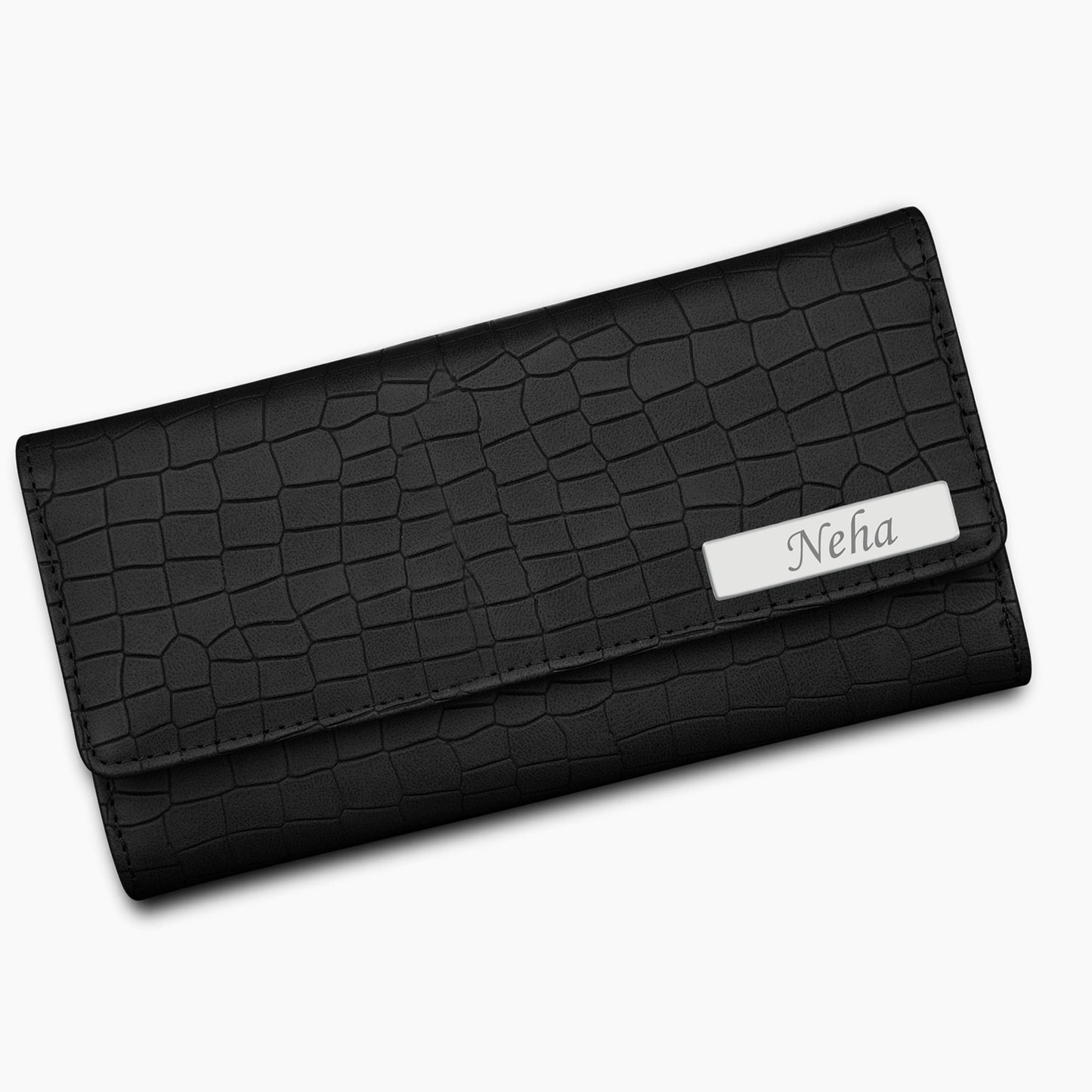 Personalized Croco Design Clutch With Name & Message Card