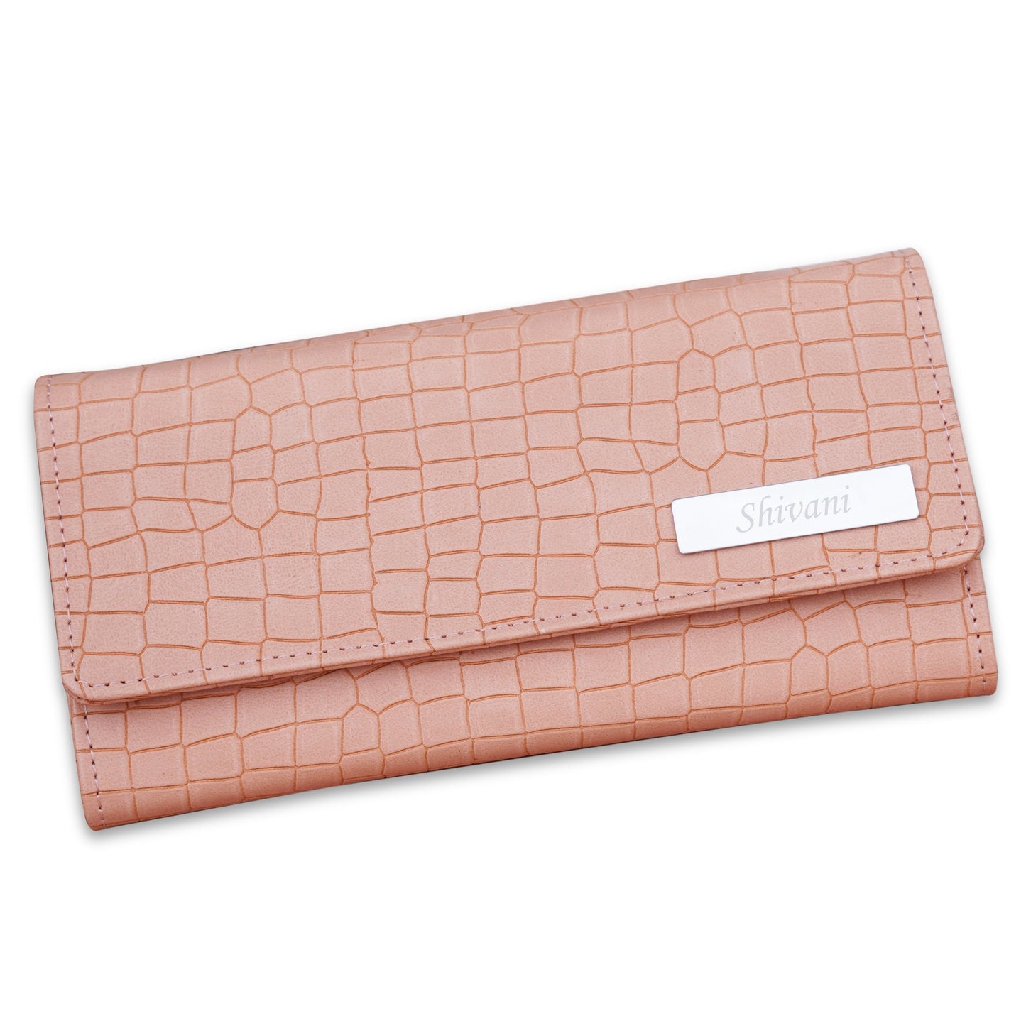 Personalized Croco Design Clutch With Name & Message Card