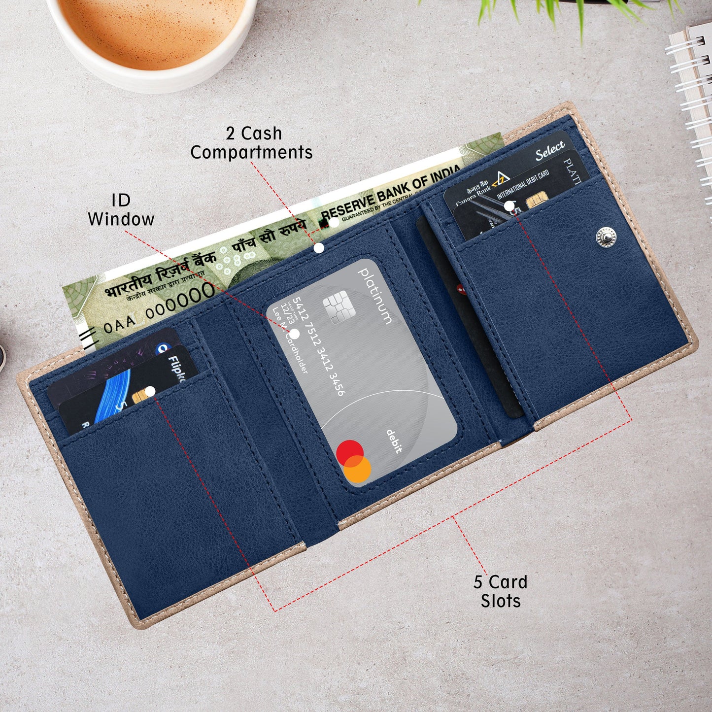 Executive Suede Leather Tri-Fold Wallet
