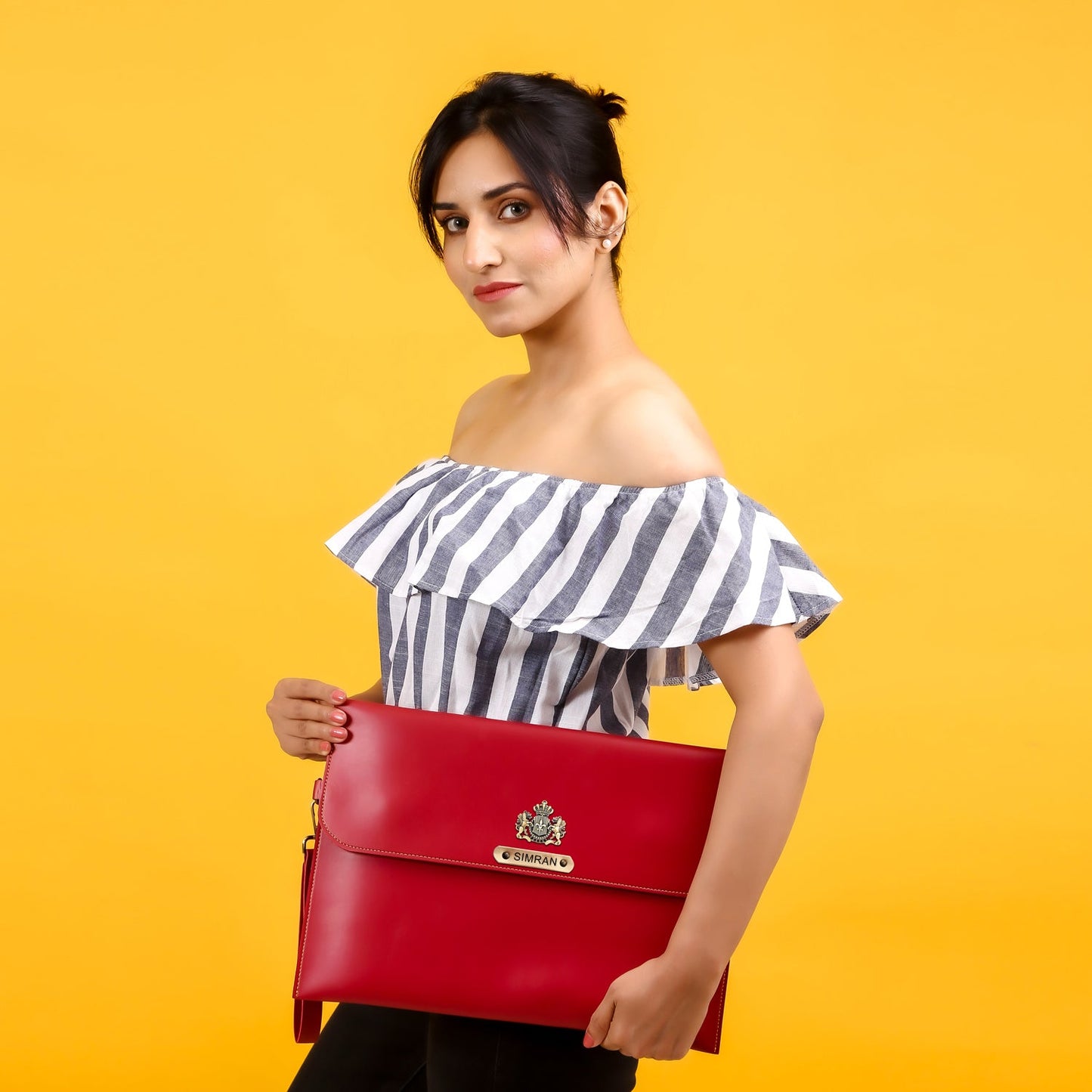 Personalized Laptop Sleeve With Name & Charm - Red