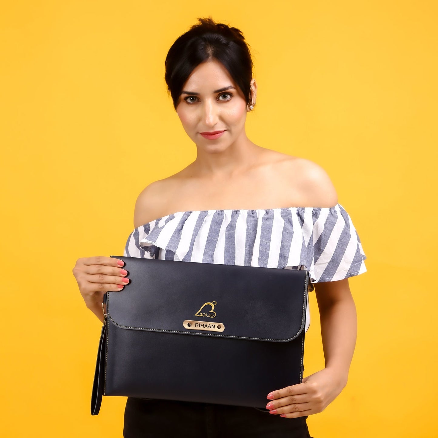 Personalized Laptop Sleeve With Name & Charm - Blue