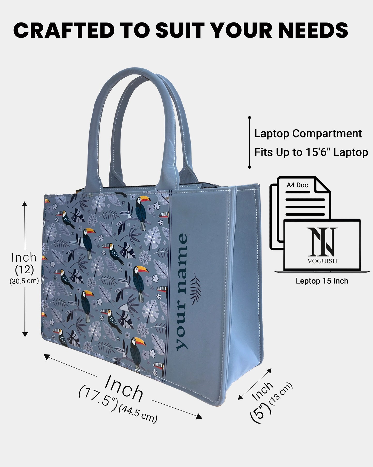 Ocean Mist Designer Embossed Customized Tote Bag