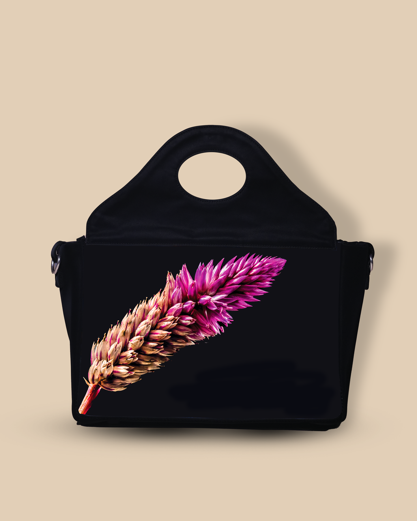 Beautiful Flower Design Up Embossed On Glossy Leather Personalized Sling Purse