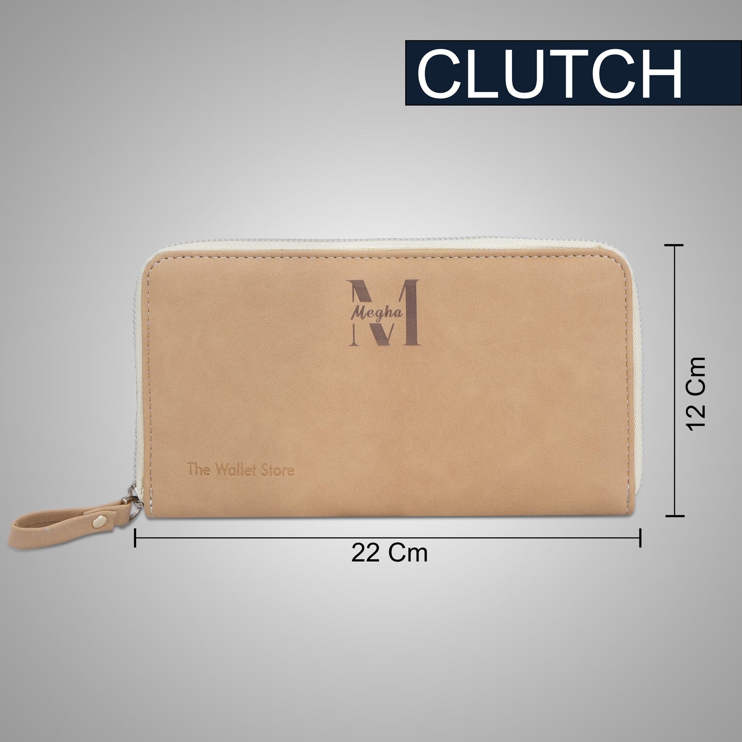 Personalized Suede Leather Zipper Clutch For Her