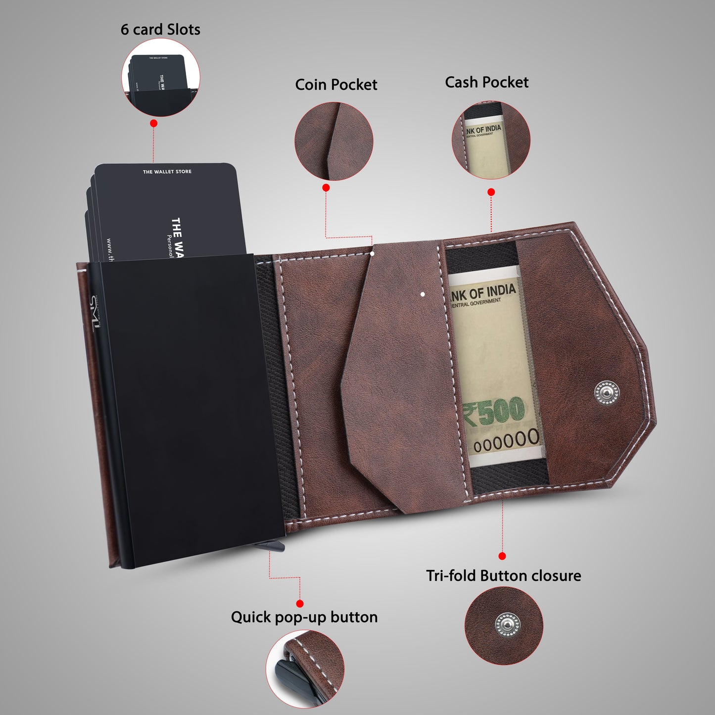 Vintage RFID Protected Wallet Card Holder - Brown