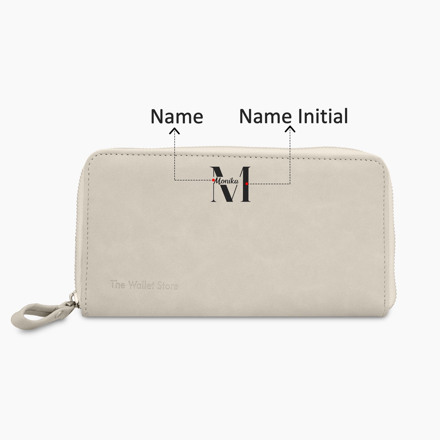 Personalized Suede Leather Zipper Clutch For Her