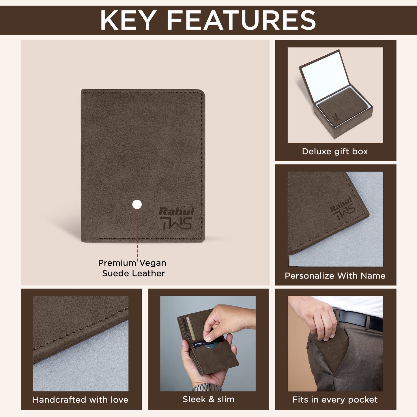 Classic Suede Leather Bi-Fold Cardholder