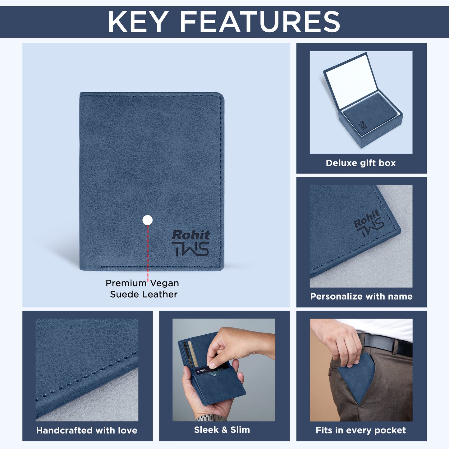 Classic Suede Leather Bi-Fold Cardholder