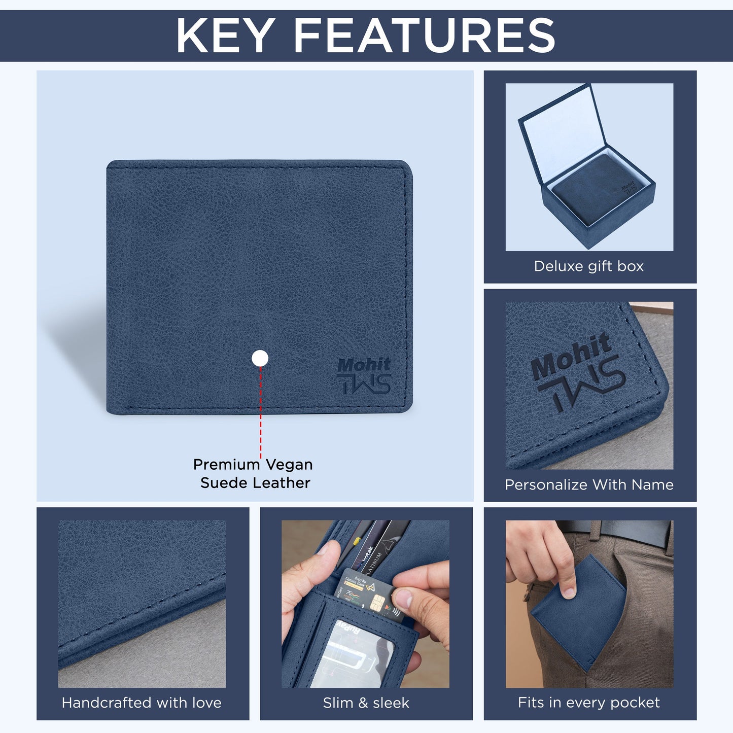 Elegance Bi-Fold Suede Leather Wallet