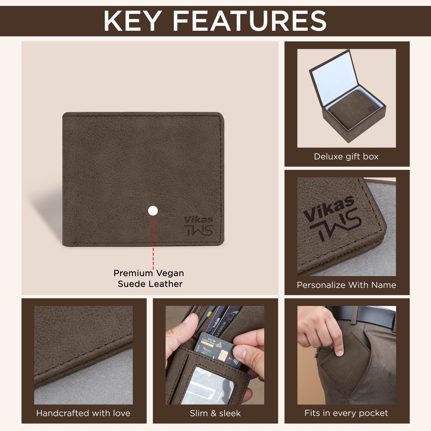 Elegance Bi-Fold Suede Leather Wallet