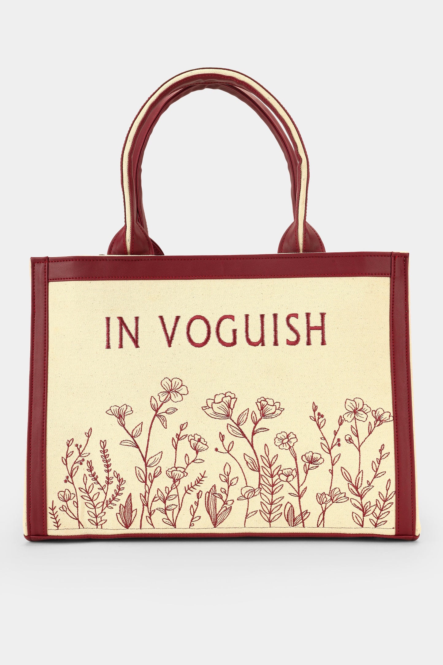 Customized Canvas Denim Embroidered Floral Garden Tote Bag
