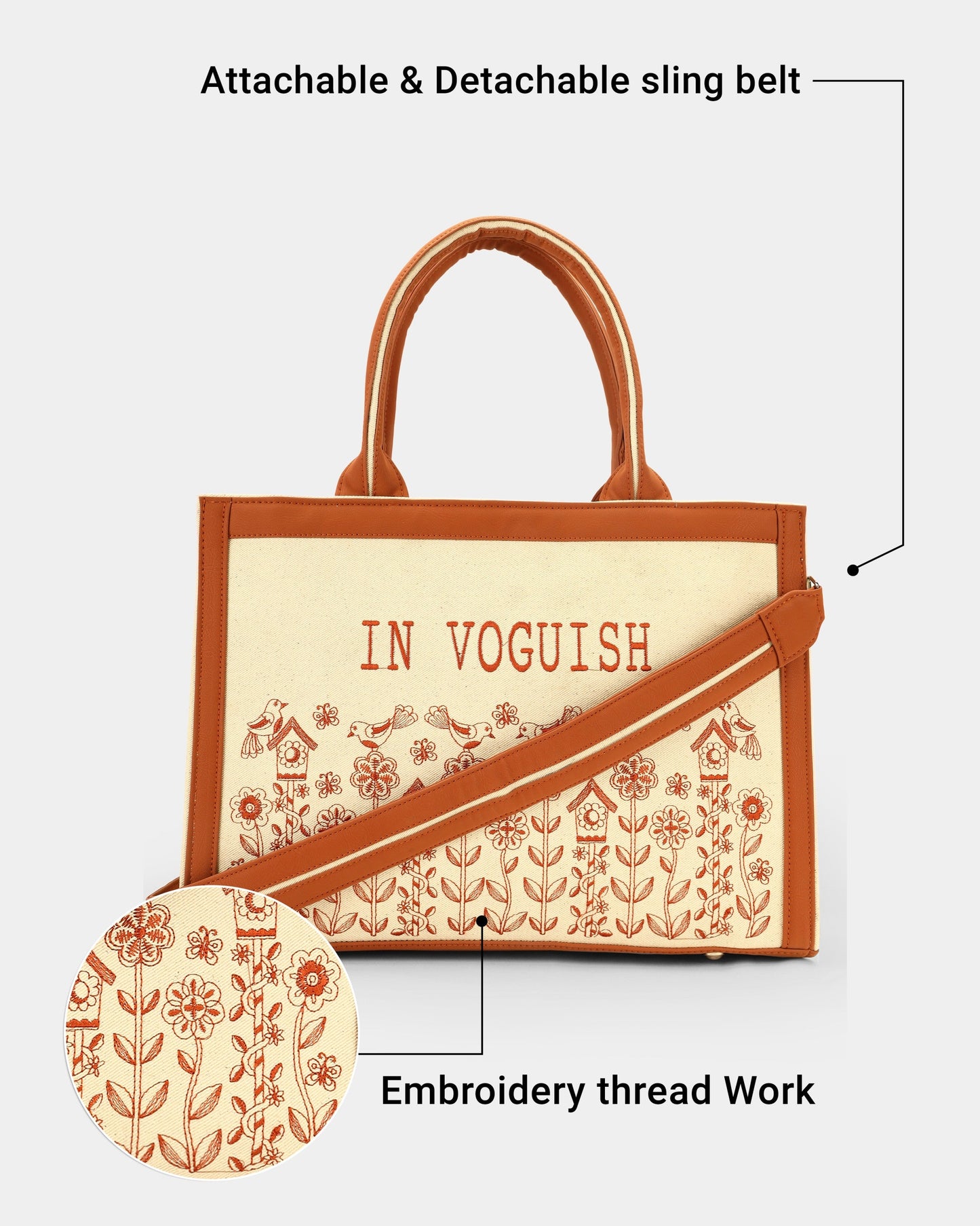 Customized Canvas Denim Embroidered abstract Nature Designer Tote Bag
