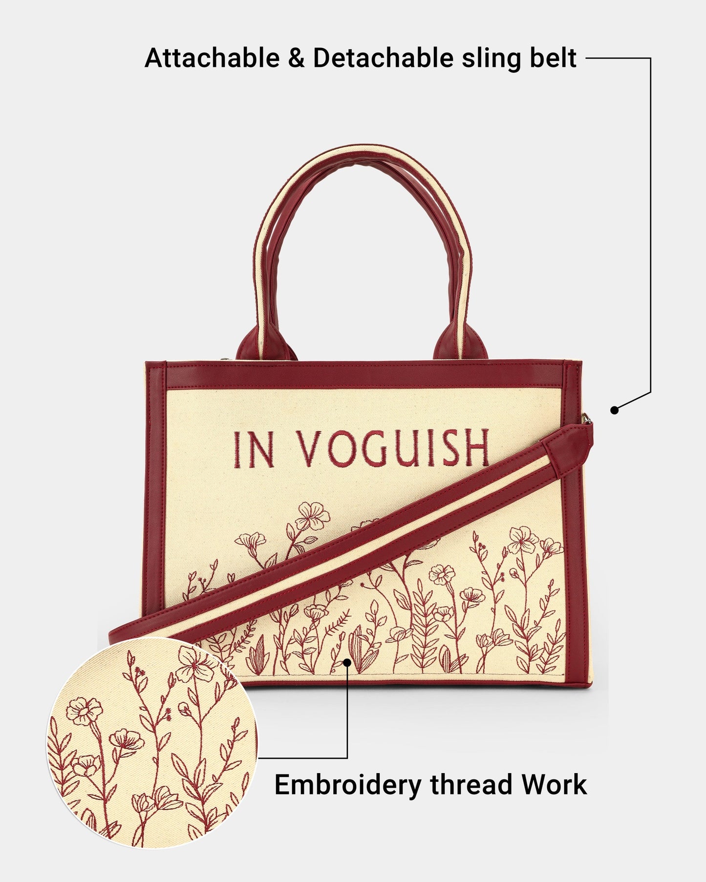 Customized Canvas Denim Embroidered Floral Garden Tote Bag