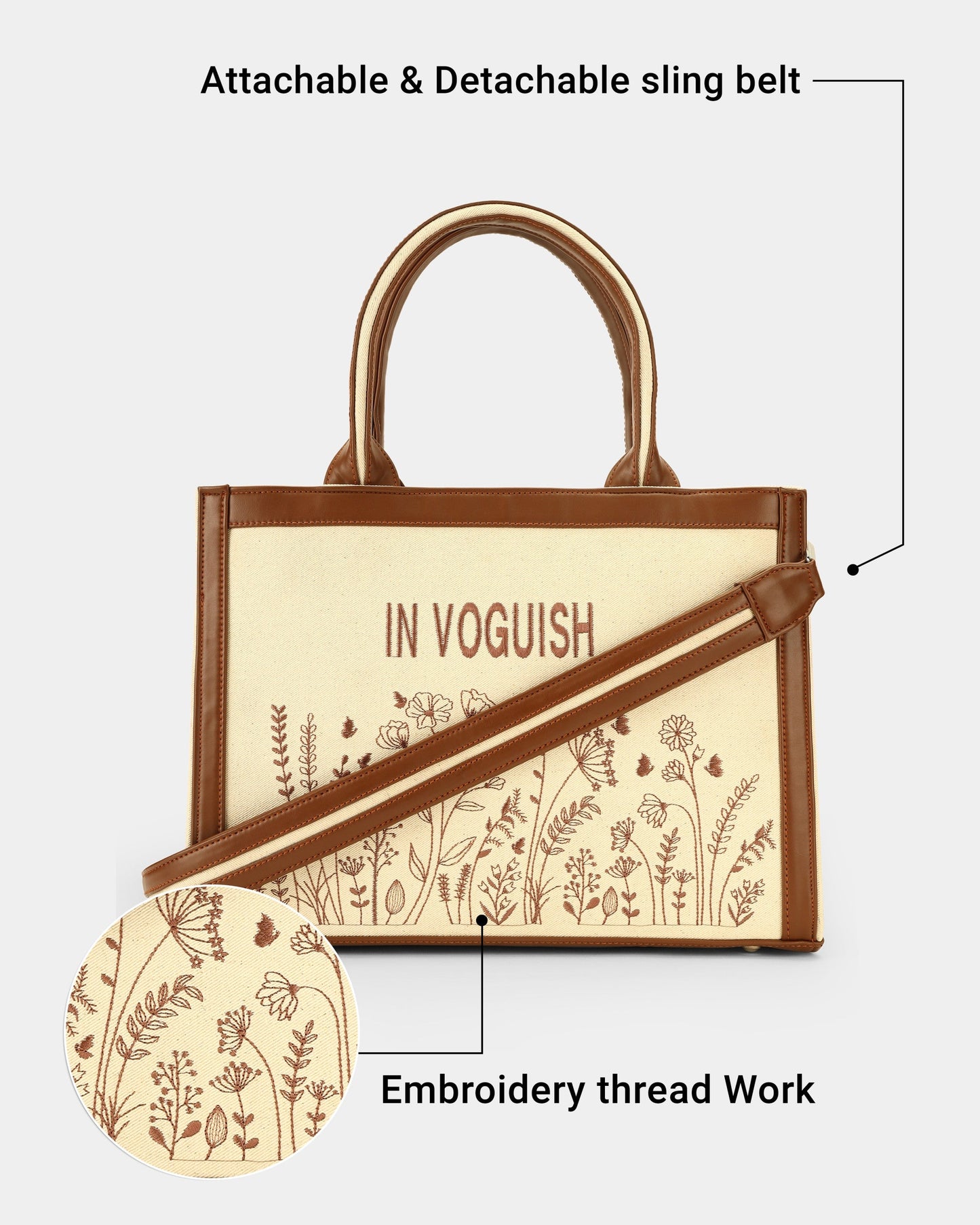 Customized Canvas Denim Multi Floral Embroidered Bag