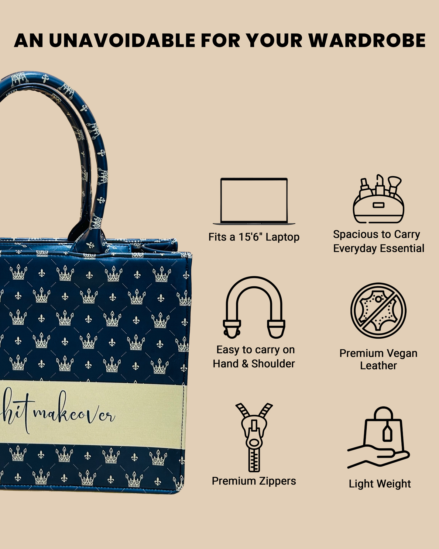 Customized Tote Bag Designed with Baby Prince Crown