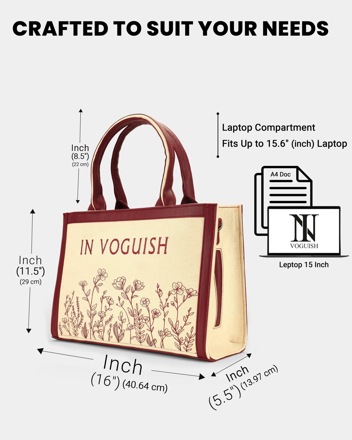 Customized Canvas Denim Embroidered Floral Garden Tote Bag