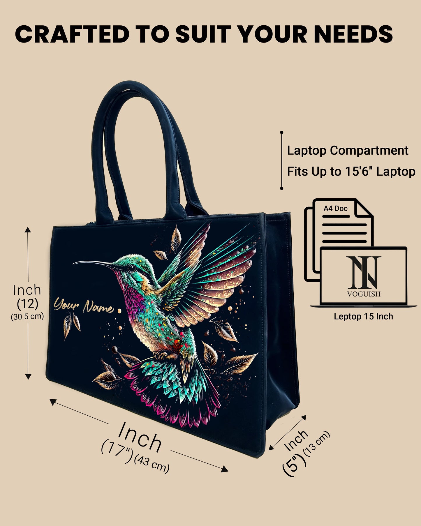 Customized Tote Bag Designed with Beautiful Flying Sparrow
