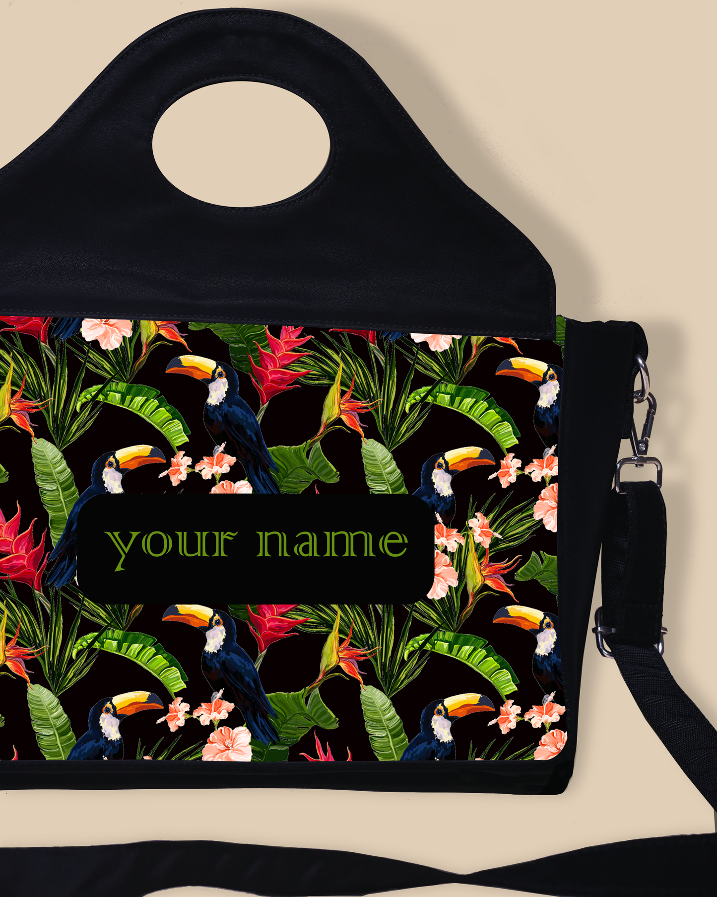 Customized Sling Purse Designed With Beautiful Coconut Palm Trees With Birds