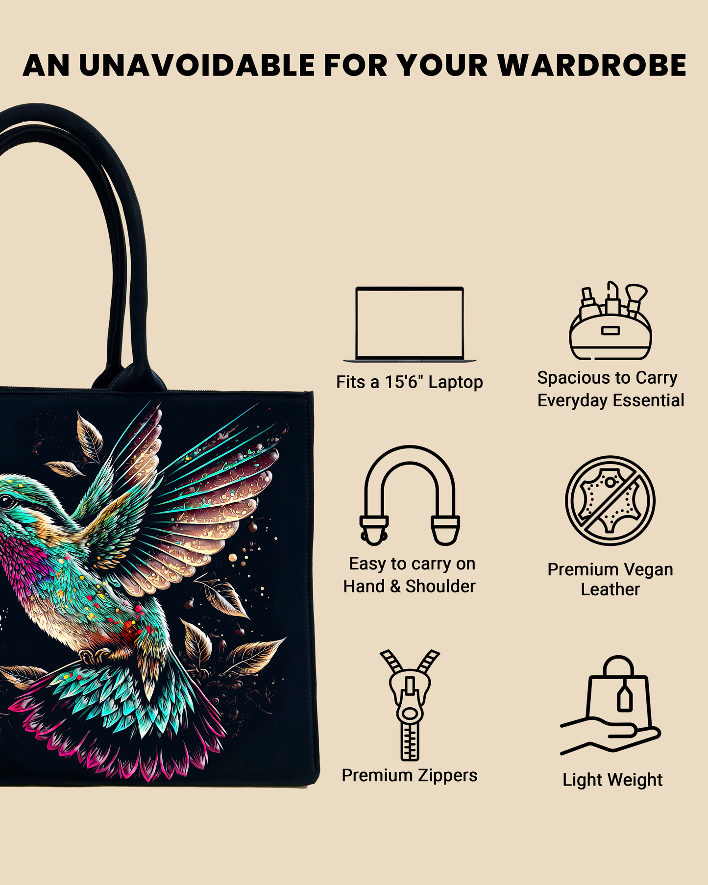 Customized Tote Bag Designed with Beautiful Flying Sparrow