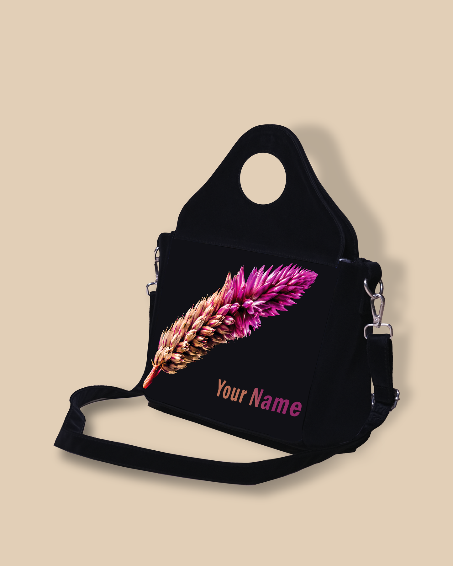 Beautiful Flower Design Up Embossed On Glossy Leather Personalized Sling Purse