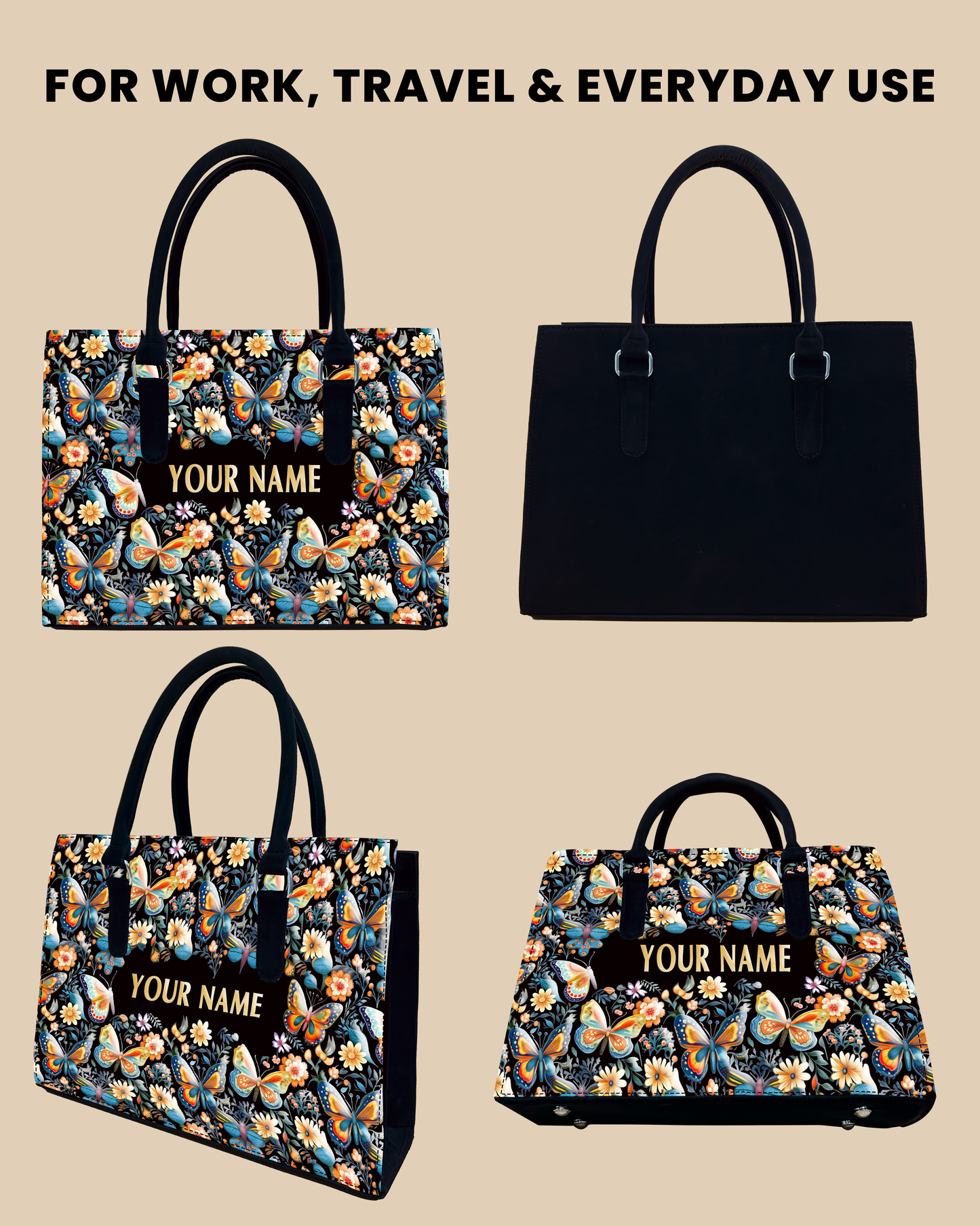 Blossom Colorful Butterflies Designer Sling Tote