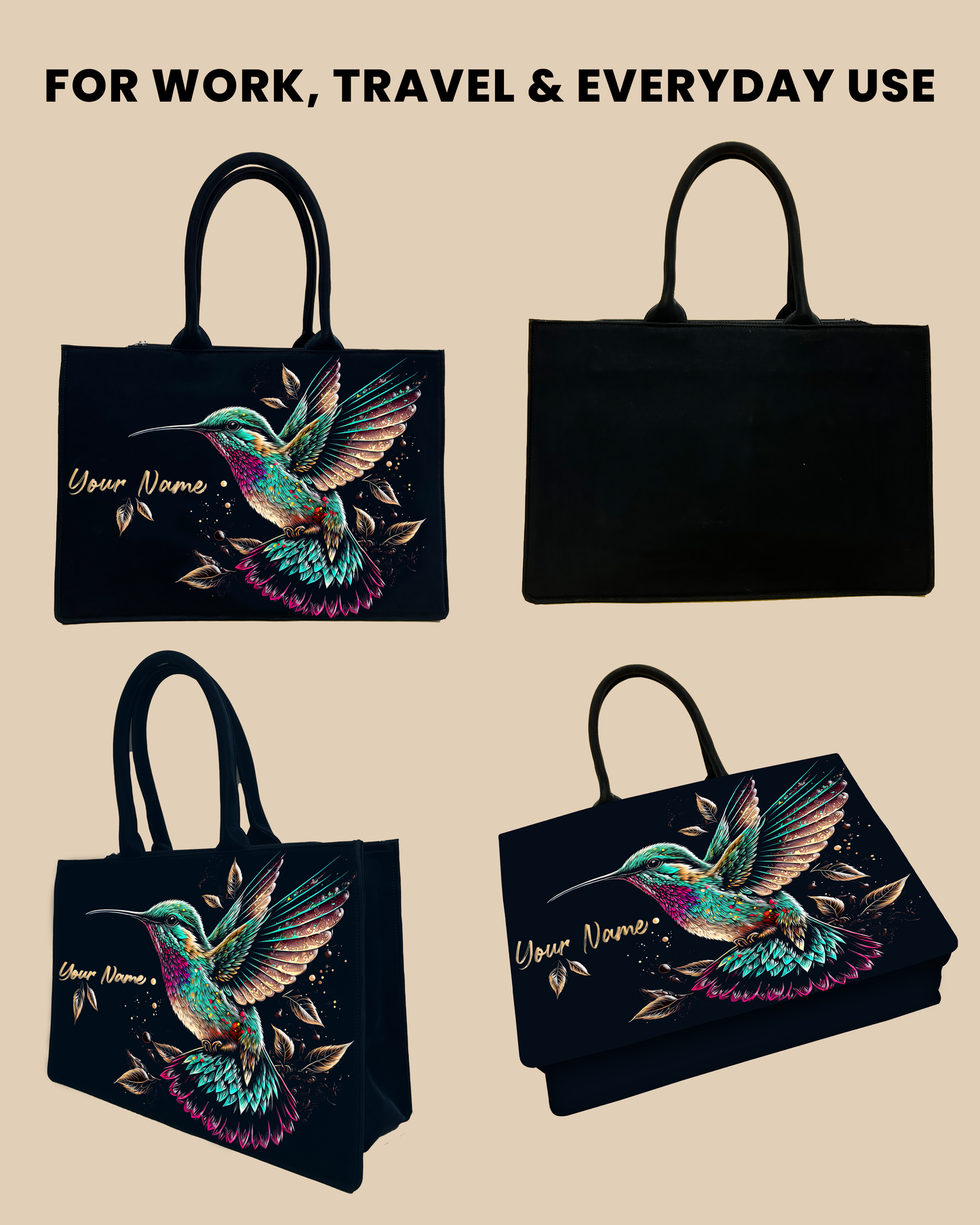 Customized Tote Bag Designed with Beautiful Flying Sparrow