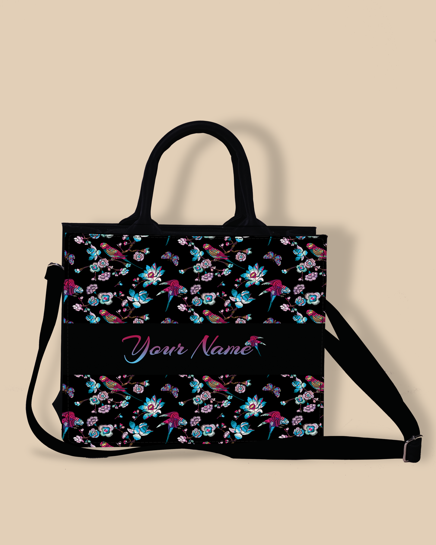 Customized small Tote Bag Designed with Flowering Branch And Bird