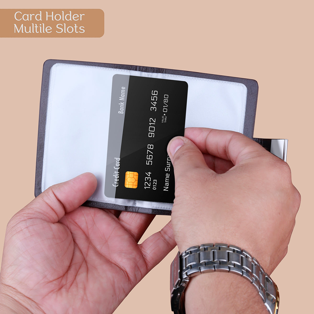 Personalized Premium Leather Bi-Fold Cardholder With Name