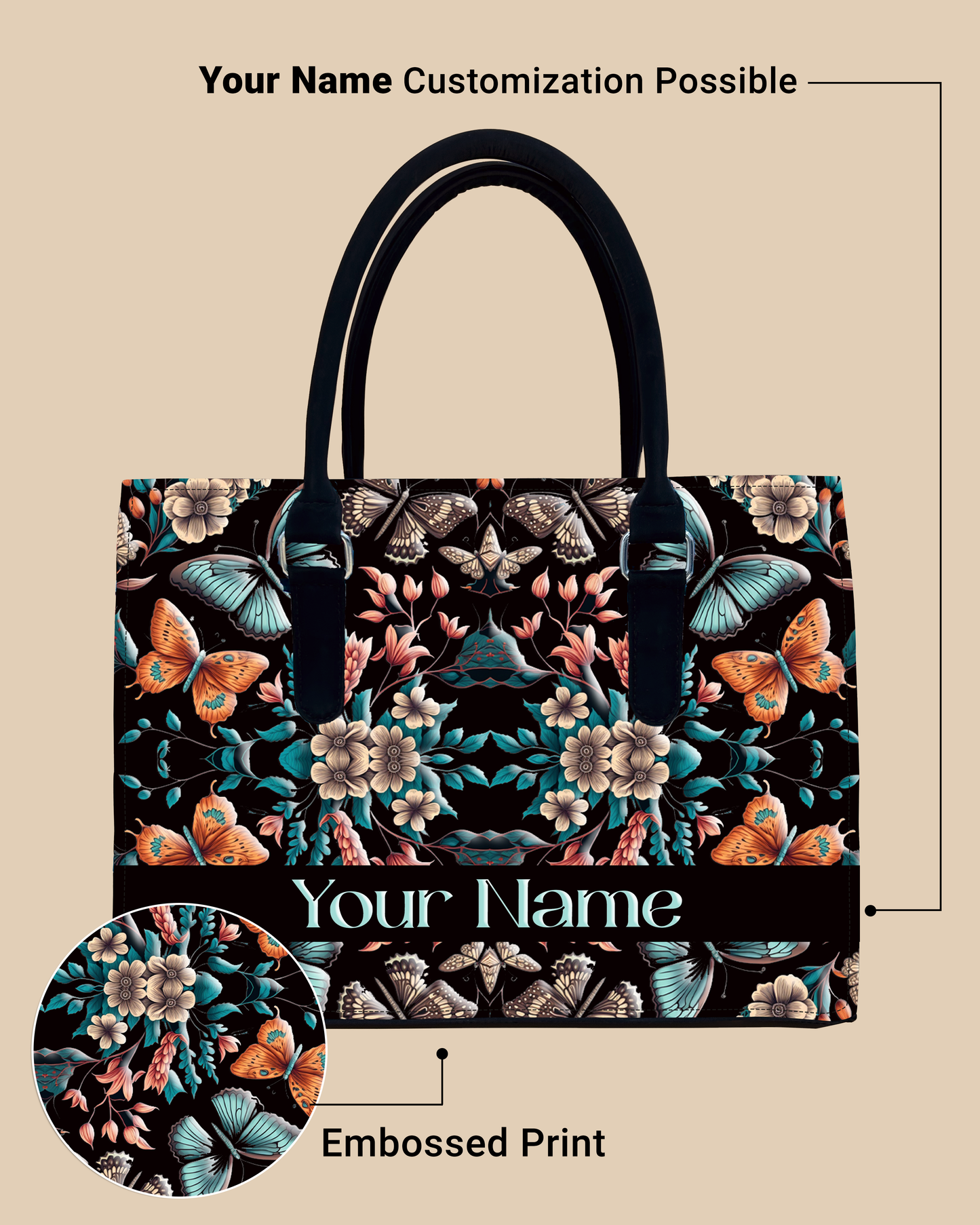 Beautiful Boho Butterflies With Flowers Designer Sling Tote