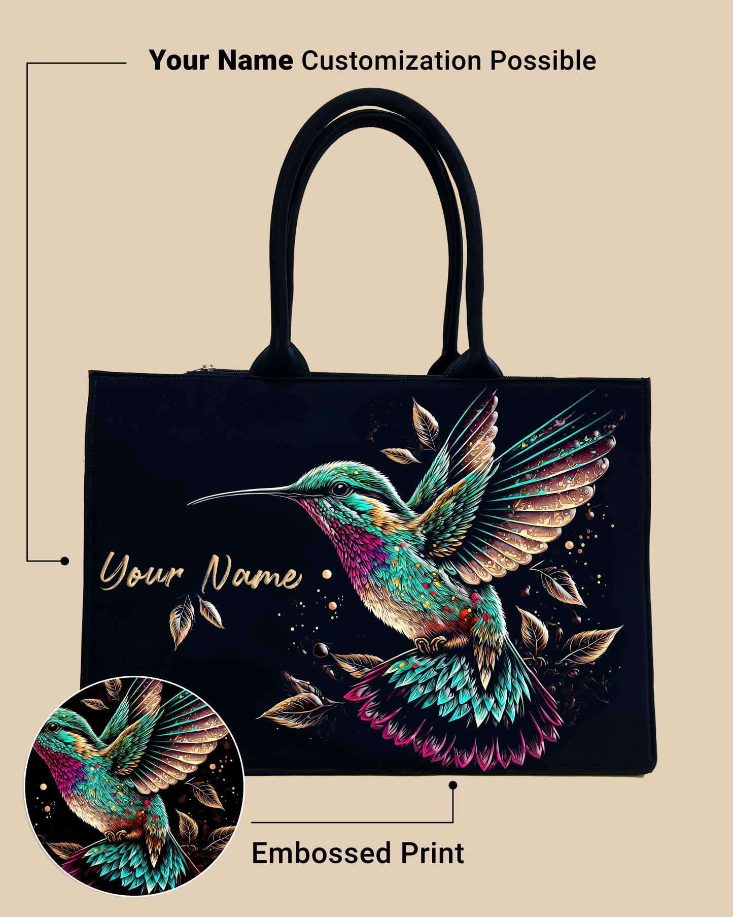 Customized Tote Bag Designed with Beautiful Flying Sparrow