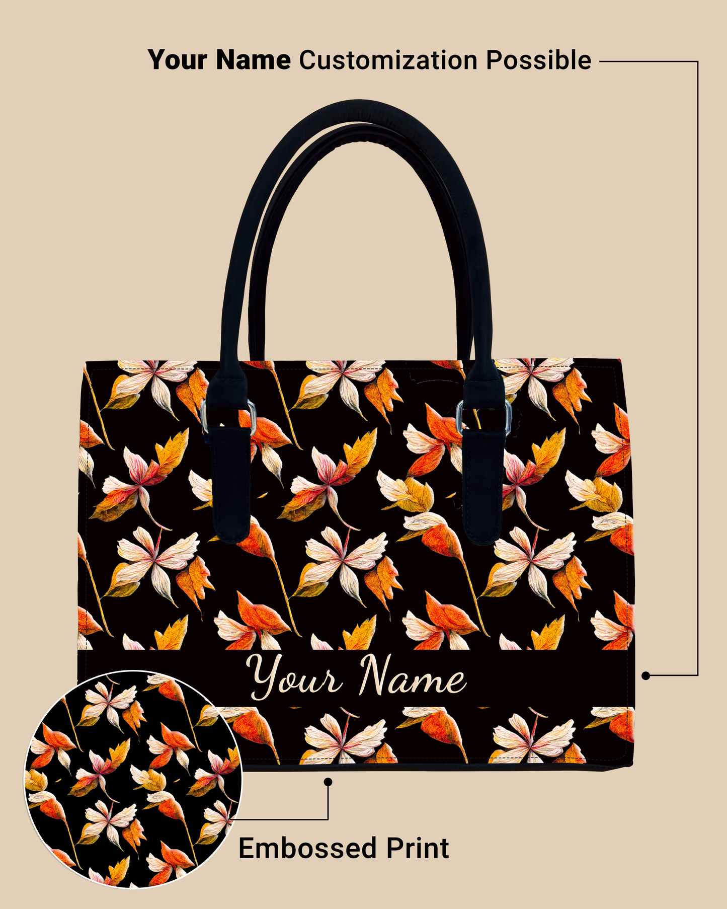 Watercolour Autumn Leaves Pattern Designer Sling Tote