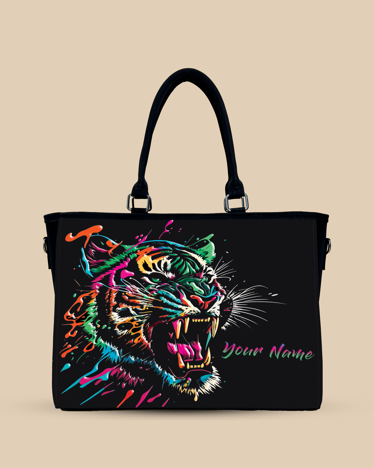 Colorful Roaring Bangal Tiger Oversized Tote