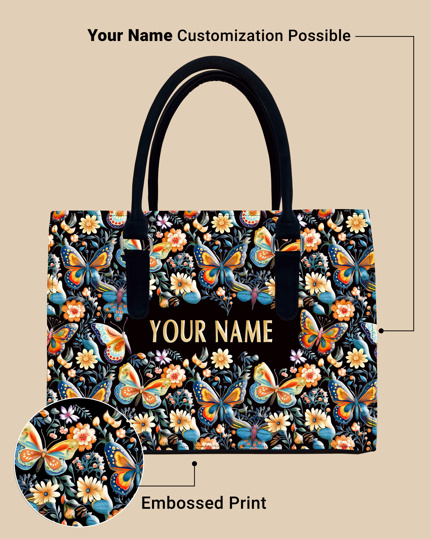 Blossom Colorful Butterflies Designer Sling Tote