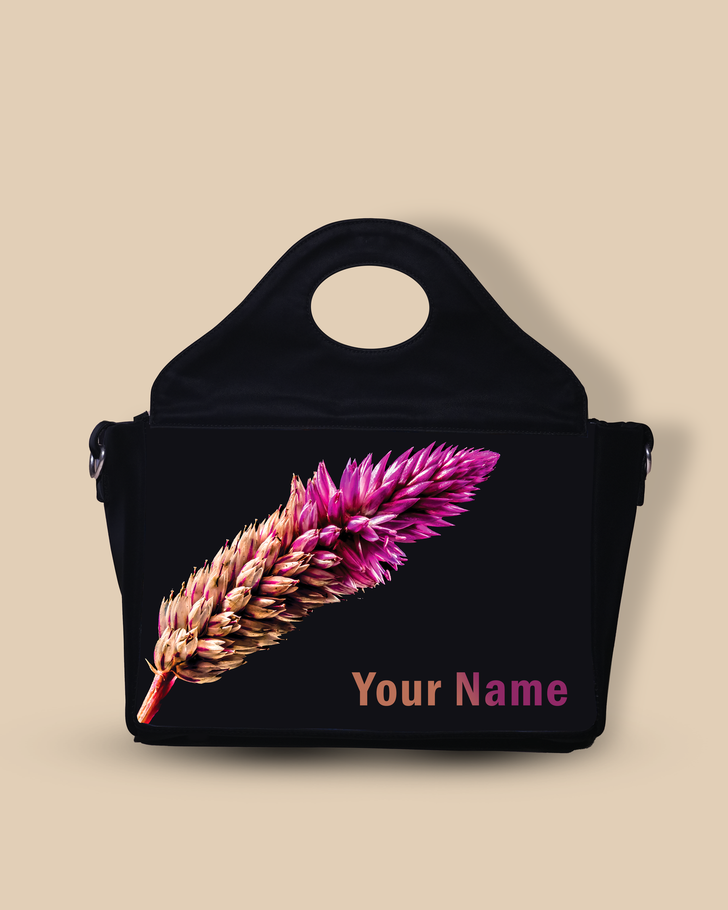 Beautiful Flower Design Up Embossed On Glossy Leather Personalized Sling Purse