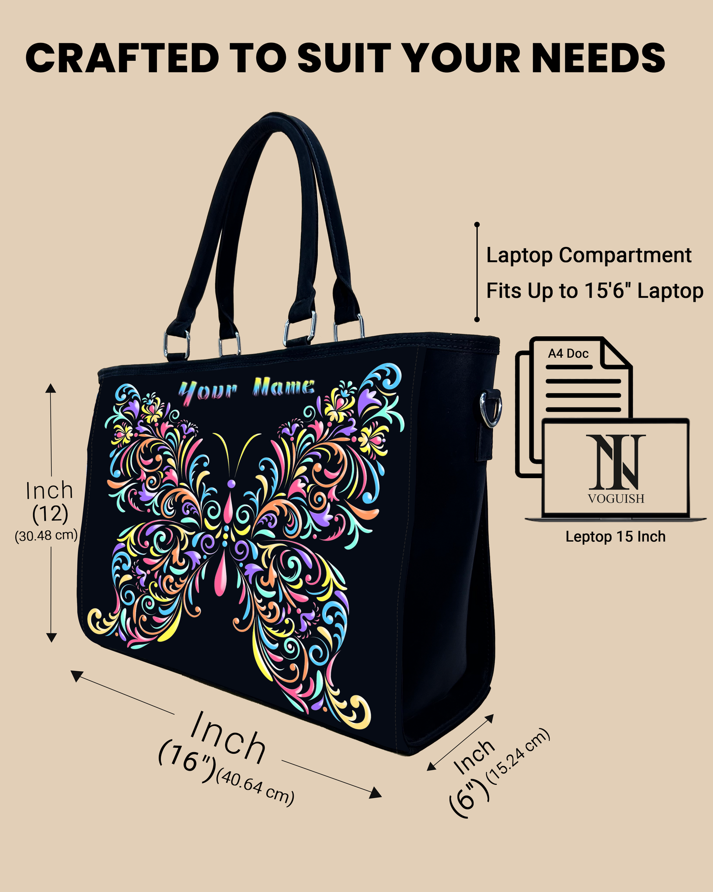 Colorful butterfly Pattern Oversized Tote