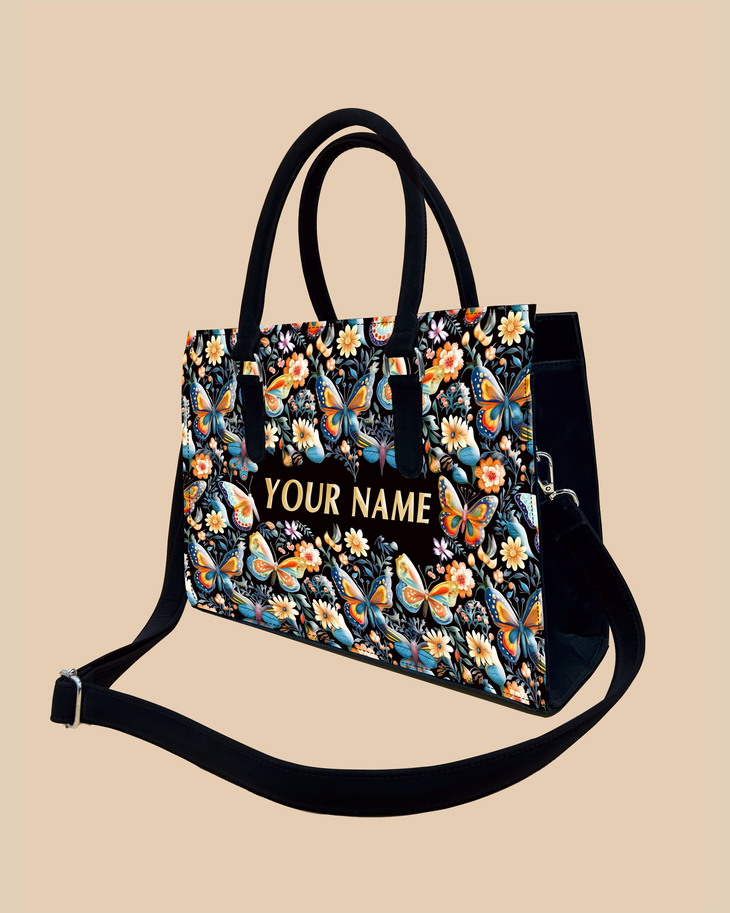 Blossom Colorful Butterflies Designer Sling Tote