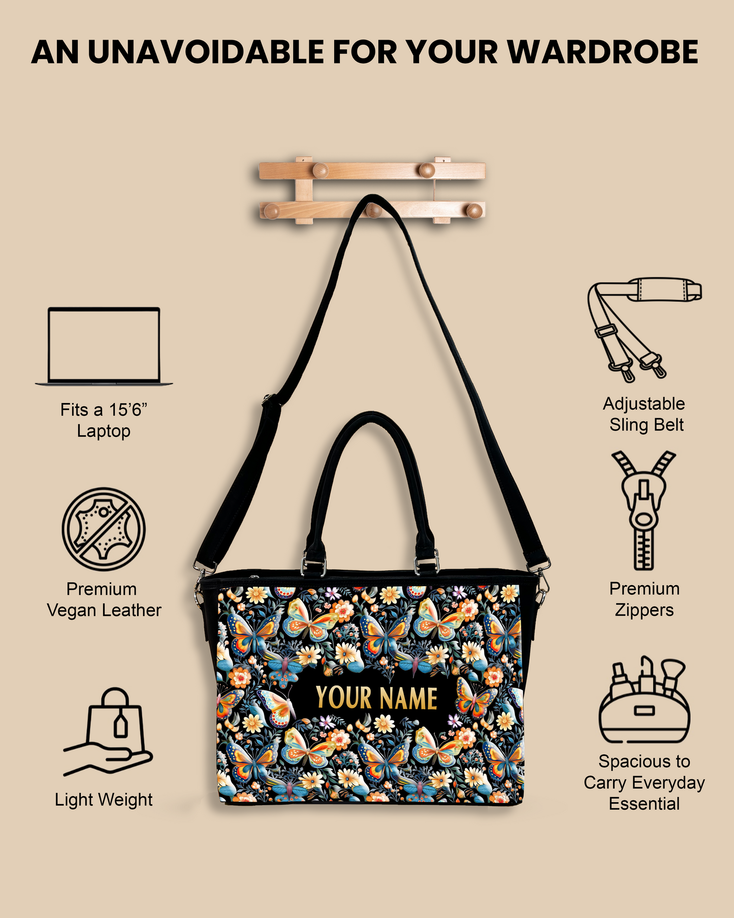 Blossom Colorful Butterflies Oversized Tote