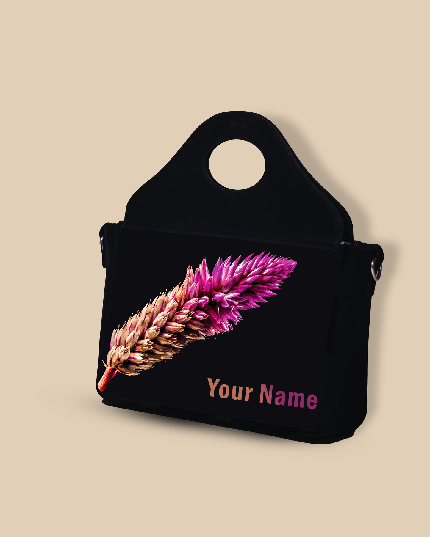 Beautiful Flower Design Up Embossed On Glossy Leather Personalized Sling Purse