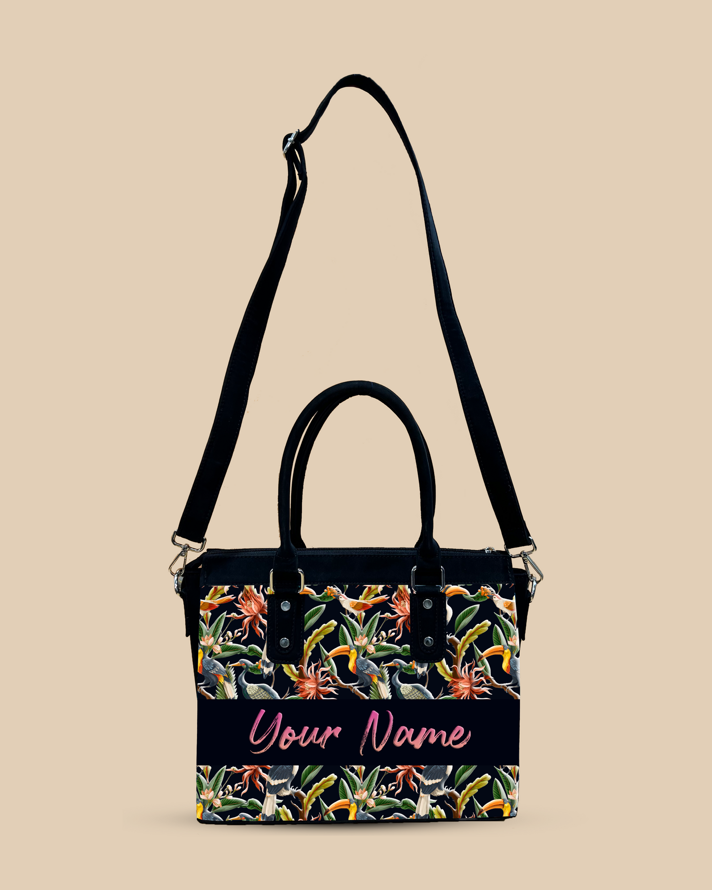 Aurelia Hornbill , Careens Birds And Tropical Flowers Designer Sling Bag for Everyday Use