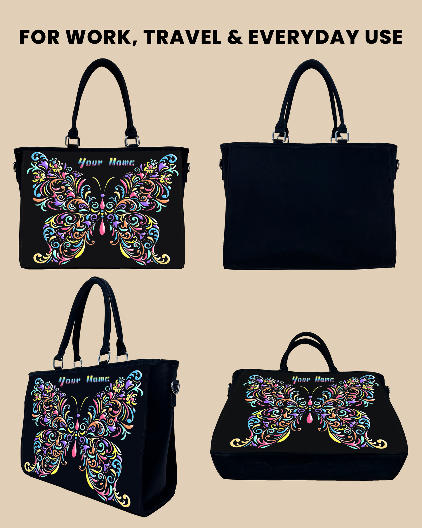 Colorful butterfly Pattern Oversized Tote