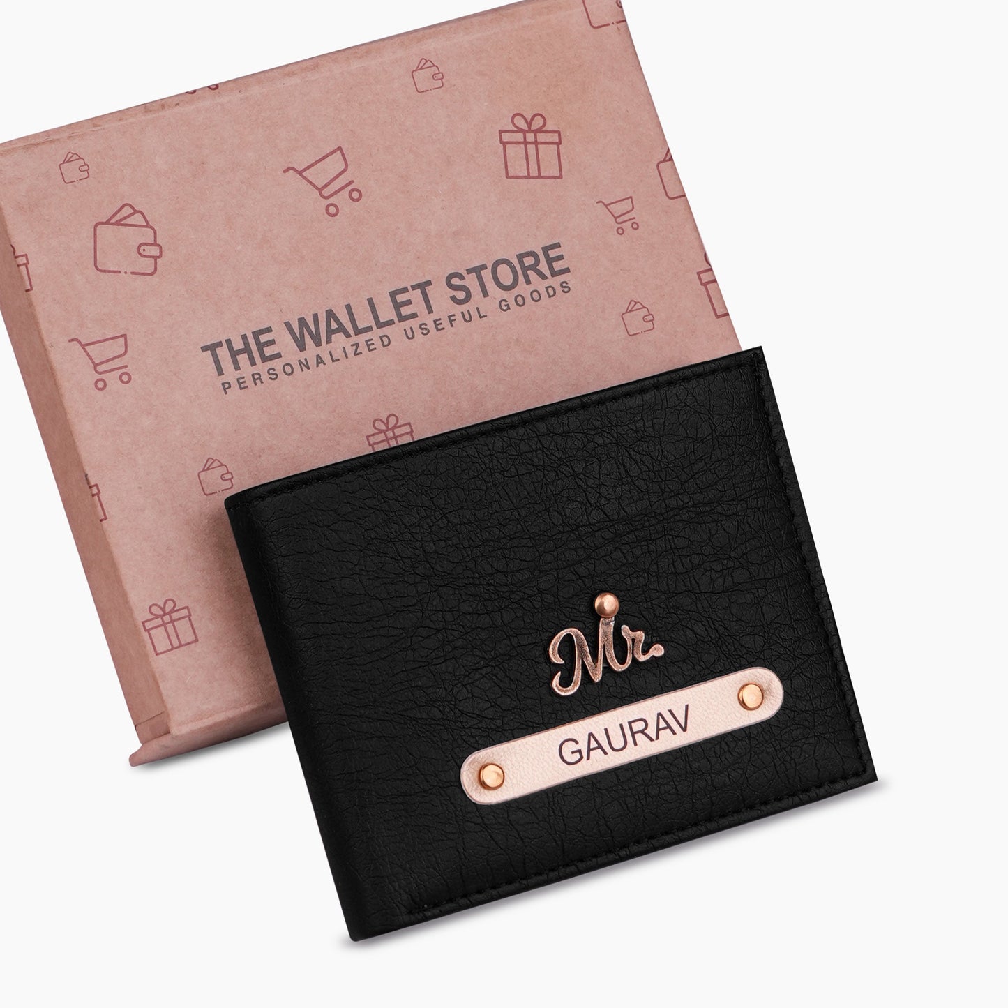 Premium Quality Textured Men's Wallet With Name & Charm