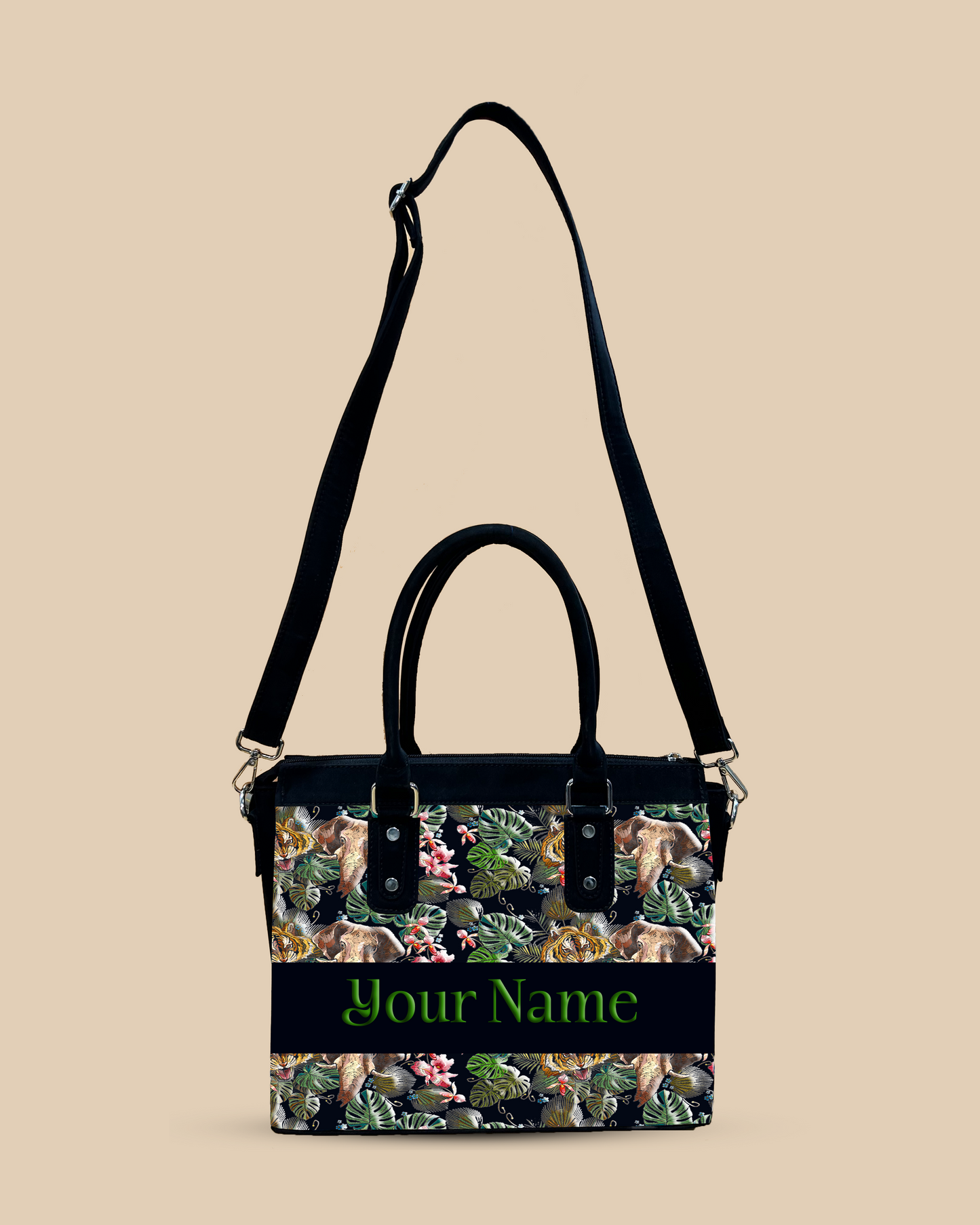 Aurelia Palm Leaves, Tiger And Elephant Designer Sling Bag for Everyday Use