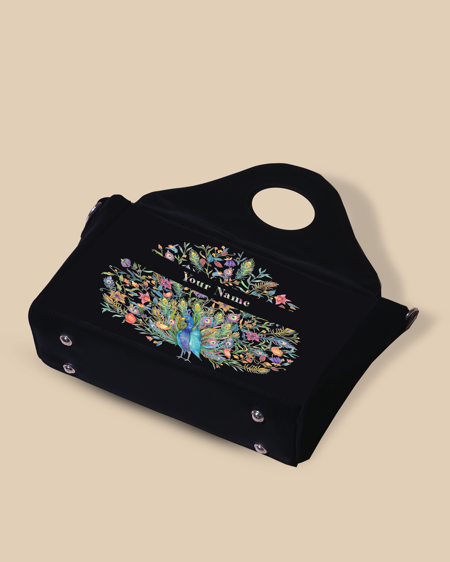 Up Embossed Peacock Design on Leather Personalized Sling Purse